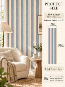 SUPSTICKER 1PC Vintage Stripe Half Wall Sticker Peel And Stick Removable DIY PVC Wall Decor For Living Room Bedroom Home Interior - 1PC - View 12