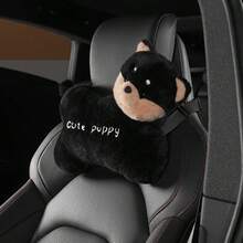 1pc Cartoon Soft Plush Car Headrest Neck Pillow, All-Season Use, Women's Car Interior Accessory - A - View 7