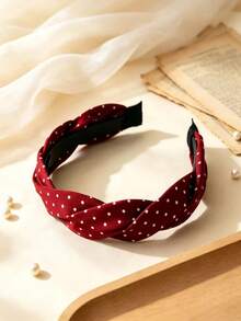 1pc Korean Style Polka Dot Twisted Headband, Multi-Functional Women High Crown Hair Hoop For Daily Wear, Face Washing And Hair Pressing, Versatile Matching - Multicolor - View 6