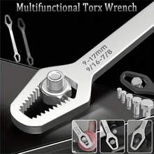 2pcs Black Multi-Function 5mm Thick Plum Wrench, Double-Head Self-Tightening Adjustable Wrench, Opening Size 3-17mm, Portable Hand Tool, Suitable For Automotive And Home Use - Multicolor - View 4