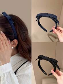 1pc Women's Solid Color Simple Fashion Fabric Bow Headband Temperament Versatile Solid Color Anti Slip Headband , Hair Accessories ﻿ - Multicolor - View 1