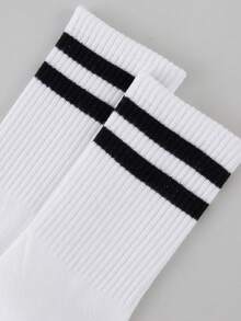 3/5/10/15/20/30 Pairs Mid-Calf Socks, Unisex Black Striped Personalized Soft Comfortable Outdoor Sports Home School, Halloween, Christmas Gifts - Multicolor - View 7