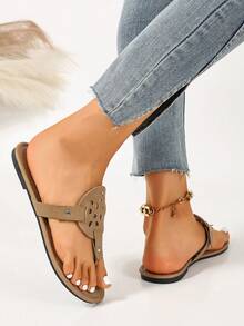 Women's Flip Flops, Perfect Gift For Girlfriend - Khaki - View 4