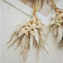 Mini Artificial Flower Bouquet Bohemian Wedding Decor Men's Boutonniere Table Centerpiece Reed Grass Birthday Cake Decor - Mix-g12 - View 2