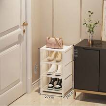 8-Tier Vertical Narrow Shoe Rack Organizer, Plastic Material, Freestanding Shoe Cabinet, With Baffles, Suitable For Entryway, Closet, Bedroom - White - View 13