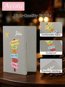 Ayotu Personalized Passport Holder - Customizable Name And 6 City Landmark Patterns, RFID Anti-Theft Leather Case, Designed For Easy Access, Suitable For Storing Passports, Visas And ID Cards, Foldable Portable Multi-Function Storage Bag, Travel Accessory, Essential Gift For Traveling With Friends And Family - Multicolor - View 9