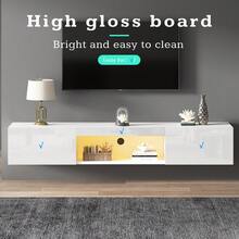 Modern Luxury Style TV Cabinet / Versatile Design TV Cabinet / Space-Saving / With LED Lighting / Easy Installation / Load Capacity: 30 Kg / Suitable For Bedroom, Workspace / 160*31*22cm White - White - View 6