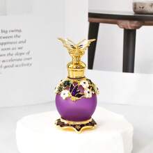 A 0.51 Oz Painted Butterfly Enamel Dropper Glass Bottle With Floral Embellishment, Refillable For Perfume And Essential Oil Storage, Portable And Reusable, Unscented, Home Decor Accessory (Empty Bottle, Unscented). - View 9