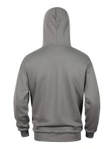 Men's Plus Size Spring/Autumn Sports Casual Loose Lightweight Sweatshirt - Dark Grey - View 2