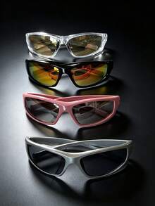 4pcs/2pcs/1pc Set Men Sports Eyeglasses, Wraparound Outdoor Cycling Running Glasses - 4 Pieces (multi-color) - View 15