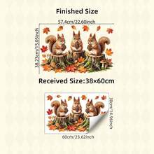 1/2 Sheets Fall Woodland Animals Window Clings, Cute Squirrel Fox Maple Leaf Static Decals, Double-Sided Reusable Thanksgiving Nursery Room Decor - Multicolor - View 13