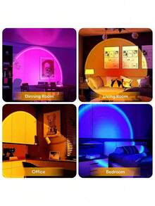 1pc 16 Color RGB Sunset Projection Light With Remote Control, LED Atmosphere Night Light, USB Powered Rainbow Projection Lamp, Bedroom Room Decoration, Selfie Photography Atmosphere Lighting - One Size - View 6