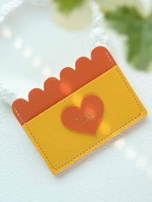 1pc Custom Name Duotone Scallop Card Case Customized Initals Credit Card Holder With A Fun Scalloped Shape Personalized Slim ID Card Wallet - Pastel - View 14
