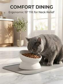 Non-Slip Tilted Ceramic Pet Bowl With Base, Suitable For Cats And Dogs, Reduces Neck Pressure, Improves Digestion, Cute Anti-Tip Ceramic Cat Food/Water Bowl, Suitable For Indoor Cats - A - View 9
