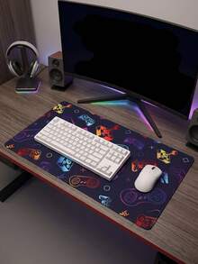 Gaming Mouse Pad, Retro Game Controller Pattern Desk Mat, Non‑Slip Rubber Base Keyboard Mouse Mat For Office Home Gaming Desk Decor - View 3