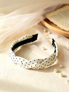 1pc Korean Style Polka Dot Twisted Headband, Multi-Functional Women High Crown Hair Hoop For Daily Wear, Face Washing And Hair Pressing, Versatile Matching - Multicolor - View 7