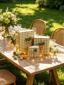 Roll Green & Kraft Buffalo Plaid Wrapping Paper Roll, Pair With Hemp Rope, Rustic Checkered Gift Wrap, -Style Brown Paper With Dark Green Squares, Farmhouse Holiday & Everyday Gift Wrapping For Christmas, Birthdays, Diy Crafts And Packaging - One Size Fits All - View 3