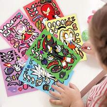 1 Set/8pcs Cartoon Anime Sticker Collage Creative Face Swap DIY Handmade Account Decoration Phone Skateboard Waterproof Stickers | Party Holiday First Choice Decorative Handmade Stickers Interactive Puzzle Stickers High Cost-Performance Product - Multicolor - View 2