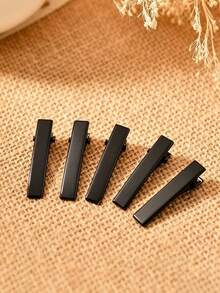 30PCS Black Metal Crocodile Shaped Hair Clips, Minimalist Solid Color Hair Accessories - Black - View 5