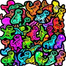 50pcs Neon Dinosaur Skeleton Stickers, Waterproof Jurassic Dinosaur Graffiti Stickers, Suitable For Water Bottles, Luggage, Planner DIY Decoration - 50PCS - View 9