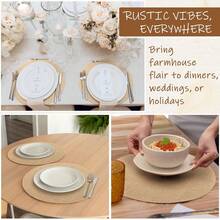 100/50/26/70/12pcs Round Linen Placemats, Trivets, Heat-Resistant Reusable Brown Table Mats, Suitable For Kitchen, Dining Room, Wedding, Home Decor, Party, Birthday Gathering, Dinner, Holiday, Farmhouse Style Round Rustic Tabletop Decoration - Khaki - View 9