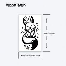 INKARTLINK 1 Buah Stiker Tato Sementara Gambar Rubah Hutan Lucu, Stiker Tato Seni Tubuh Tahan Air, Bertahan 2-5 Hari, Stiker Tato Warna Transfer Air, Cocok Untuk Pria Dan Wanita, Penting Untuk Semua Orang, Dekorasi Pesta, Dekorasi Tubuh Perayaan Liburan - Hitam - View 5