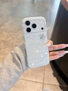 Autumn/Winter Ins Premium Fair Isle Rhinestone Star Design Phone Case Compatible With Iphone 18 Pro Max, 17 Pro, 16, 15 Pro, New Women's Fashion Korean Style Shockproof Protective Cover - Multicolor - View 2