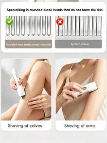 Women's 3-In-1 Rechargeable Epilator With Replaceable Heads (Shaving/Nose Hair/Precision Trimming), 360° Curved Blade Anti-Clogging, Low Noise, 13.5cm Pocket Size, USB Type-C Charging, Suitable For Travel And Full Body Care - 860 - View 10
