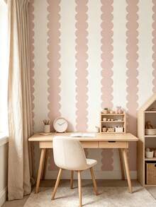 Pink Bubble Striped Peel And Stick Removable Wallpaper, Gray Pink White Abstract Wall Sticker, Baby Room Decor, Children Bedroom Background Decoration - Multicolor - View 6