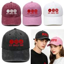 Hasbro BTS Bulletproof Boy Scouts WORLD TOUR Embroidered Washed Baseball Cap Vintage Unisex Casual Hat - Multi-color - View 5