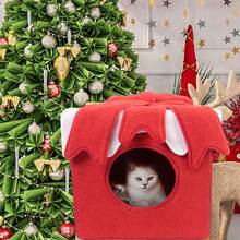 Winter Christmas Gift Box Cat Bed, Extra Large Space, Scratch-Resistant, Enclosed, Warm And Cozy Cat Bed - Multicolor - View 4