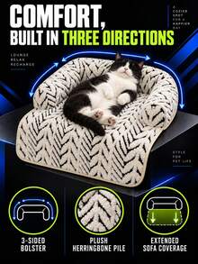 U-Shaped Pet Sofa Bed Mat, Herringbone Jacquard Plush Pet Sofa Protector Cover, Comfortable Anti-Shedding Home Protection Pad For Cats And Dogs, Indoor Pet Resting Nest Pad, Dog Mat, Dog Bed, Dog Sofa, Holiday Essential - Multicolor - View 1