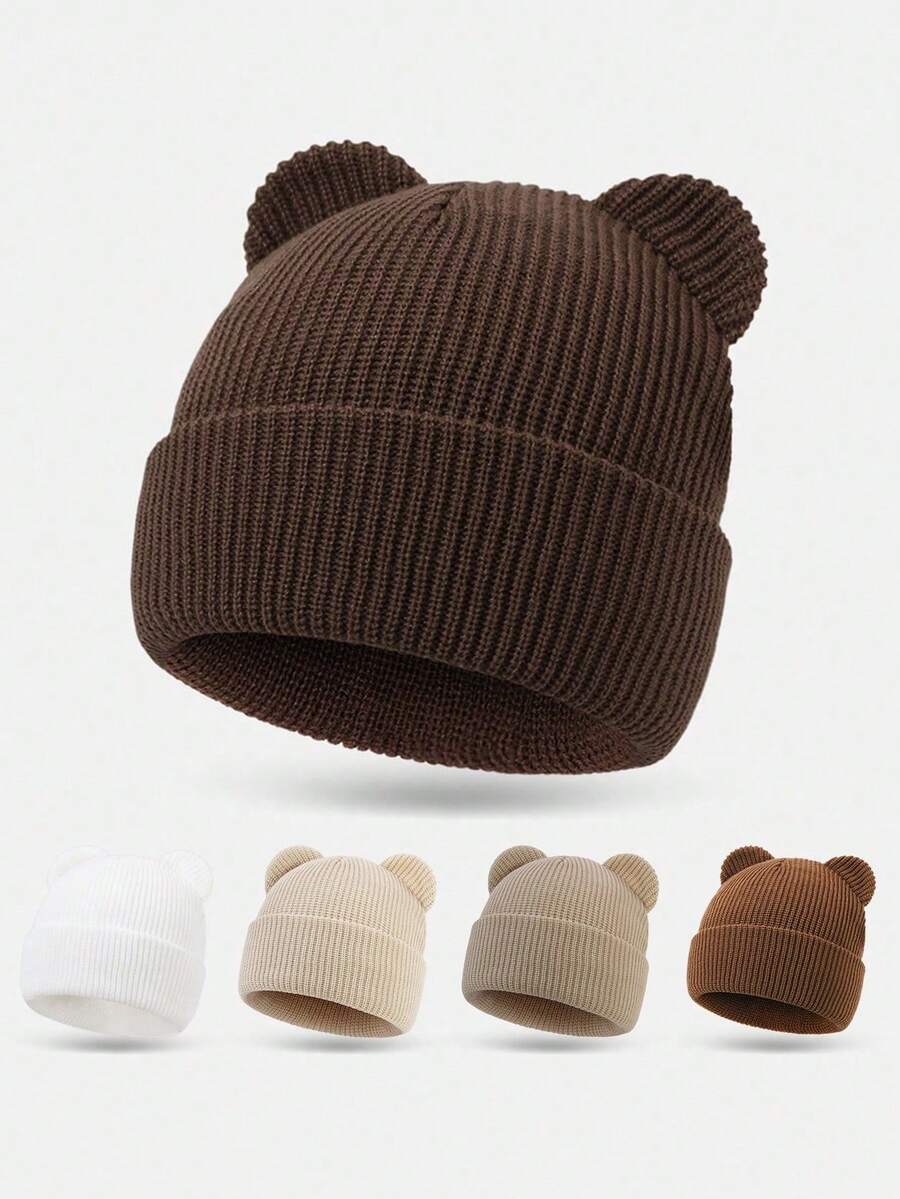 1pc Baby Bear Ear Knitted Hat, Toddler Knitted Hat, Infant Hat, Bear ...