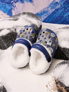 Boys Girls Casual Comfortable Lightweight Thermal Lined Warm Clogs Suitable For Winter - Navy Blue - View 4