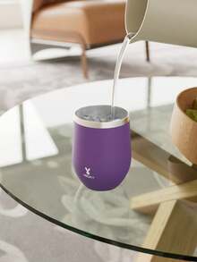 Meoky 12oz Solid Color Egg-Shaped Stainless Steel Travel Mug With Spill-Proof Lid - Purple - 12oz-eggshell Cup-purple - View 7