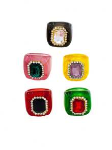 1pc Elegant High-End Acrylic Gemstone Pendant Ring, Suitable For Women's Daily Wear, Gatherings, Holidays And Parties - Geometry - View 10