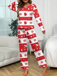 Custom Women's Pajama Set, Personalized With Any Pattern, Unique Custom Gift, Suitable For Family, Friends, Holiday Parties, Women's Long Sleeve Top And Pants - Multicolor - View 6