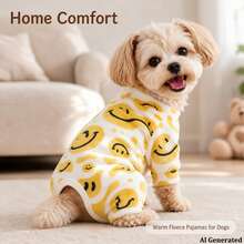 Opjoys 1pc Cute Print Dog Jumpsuit, Skin-Friendly Knitted, Warm Belly Protection Anti-Shedding, Suitable For Small And Medium Dogs, Bichon, Teddy - White - View 6