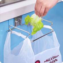 Stainless Steel Trash Bag Storage Hook, Kitchen Cabinet Bracket, Hanging Support Rack, Portable Trash Rack, Heavy Duty, Space Saving, Wall Mount, Under Sink Organizer, Garbage Bag Holder Dispenser, Multi-Purpose Holiday Kitchen Organization - A - View 4