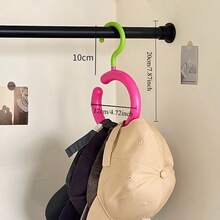 Multi-Functional Strong Adhesive Hooks, Drill-Free Clothing & Hat Hooks, Seamless Storage Hooks For Dormitory Underwear, Belts, Bags, Scarves & Hats - Circle Hook Green Pink - View 5