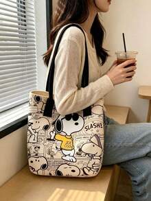 1件裝 Snoopy 公主托特包－大容量耐用帆布包，附粉色蝴蝶結後背包與愛心圖案手提包，適合節日活動、慶典及日常使用，可當錢包與單肩包，結構穩固，感恩節慶祝、聖誕節、萬聖節理想選擇，節日禮物、派對配件 - 黃色 - 查看 4