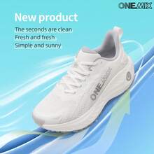 ONEMIX 時尚運動休閒跑步鞋,舒適緩震,低筒厚底,防滑耐磨,白色 - 海浪白 - 查看 11