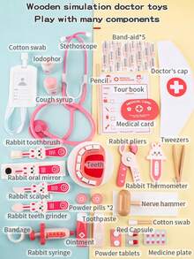 Children's Pretend Play Doctor Kit Toy Set, 28pcs Rabbit Doctor Toy Set, Suitable For Boys And Girls Aged 3+ For Role Play Games, Kids' Christmas Gift, Birthday Gift - Multicolor - View 4
