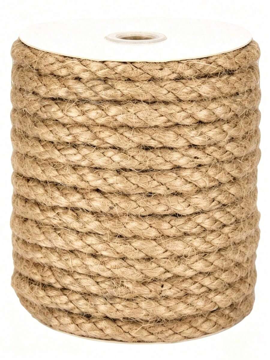6mm/8mm/10mm 10m Natural Vintage Jute Rope DIY Home Decor Thick Jute Rope Crafts Jute Rope Ribbon Wedding Pet Cat Scratching Board Tool Binding Gardening Party Decoration (Without Cylinder) - Multicolor - View 1