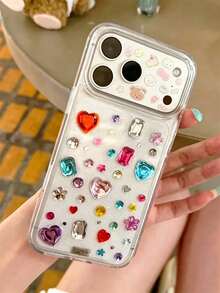 Casing Ponsel Kreatif dari Resin Epoksi Dopamin dengan Hiasan Berlian Imitasi Mengkilap, Kompatibel dengan iPhone 18 Pro Max 18 Pro 17 Pro Max 17 Pro 17 16 Pro Max 16 Pro 16 15 Pro Max 15 Pro 14 Pro Max 14 Pro 13, Gaya Seni Y2K dengan Penutup Belakang Transparan Berkilau - Clear - View 3