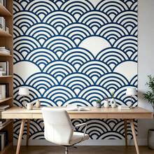 1 Roll Self‑Adhesive Blue Fan‑Shaped Wallpaper, 17.7 Inches * 39.3/118.1/196.8/393 Inches, PVC, Easy‑To‑Clean, Removable, Decor For Kitchens, Workrooms, Desks, Lockers And Furniture Film - Blue - View 7