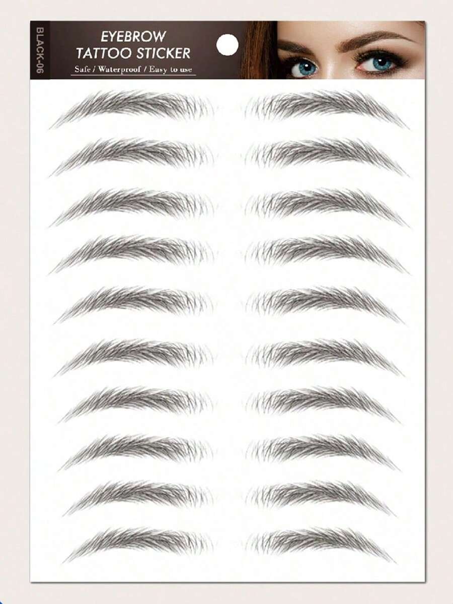1pc Black Eyebrow Tattoo Sticker, Waterproof Durable Realistic Personalized Sexy Tattoo Sticker, Suitable For Women's Party, Gathering, Dance And Daily Quick Makeup, Delicate And Gentle Style - Black - View 1