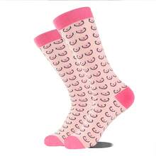 1 Pair Women Pink Fun Icon Cartoon Mid-Calf Cotton Socks Couple Gift Home Wear - Multicolor - View 5