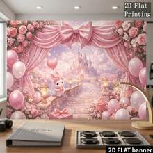 1 tấm phông nền đám cưới Dream Wedding màu hồng, họa tiết lâu đài lãng mạn, trang trí thỏ dễ thương, bóng bay hồng trắng, hộp quà tinh xảo, rèm voan mềm và đèn lồng, tạo không khí ấm cúng cho đám cưới - 1 - Xem 7
