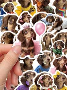 50Pcs Cute Dachshund Cute Stickers,Adorable Puppy In Assorted Outfits,Waterproof Vinyl Stickers For Water Bottle Laptop Phone Kindle Journal Scrapbook - Multicolor - View 2